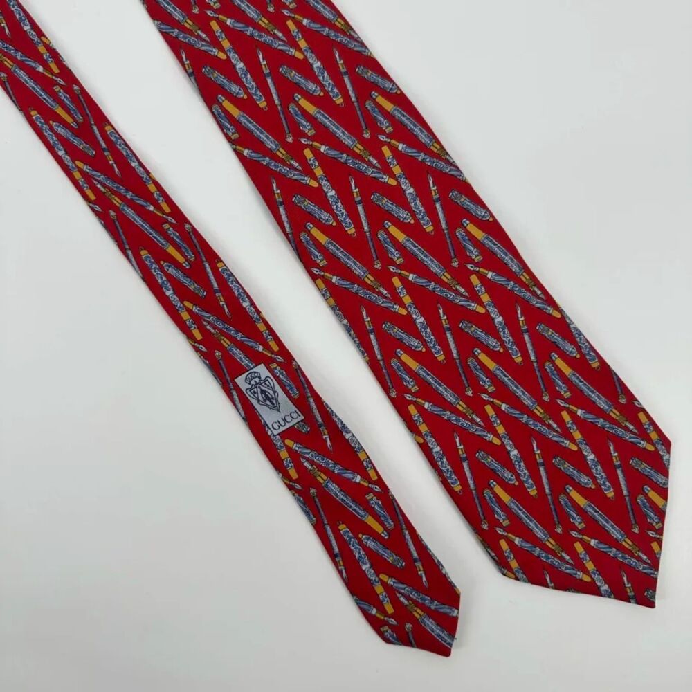 Vintage Gucci 100% Silk Fountain Pen Tie